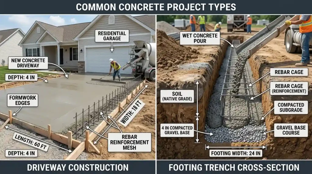 Concrete Footing Volume Calculator