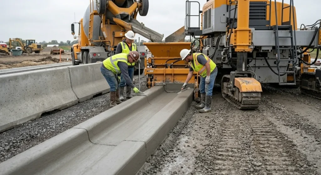 barrier curb and a mountable curb